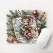 Kerst Elf speelt viool Muismat (Met muis)