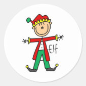 Kerst Elf Stick Figuur Sticker (Voorkant)