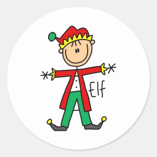Kerst Elf Stick Figuur Sticker (Voorkant)