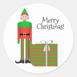 Kerst Elf Sticker - Chevron Cadeaupakket