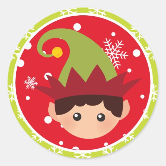 Kerst - Elf Stickers (rond) (Voorkant)