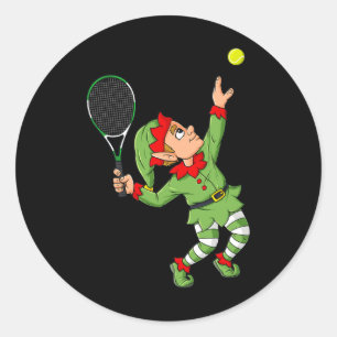 Kerst Elf Tennis Fun Boys Meisjes Kinder Tiener XM Ronde Sticker