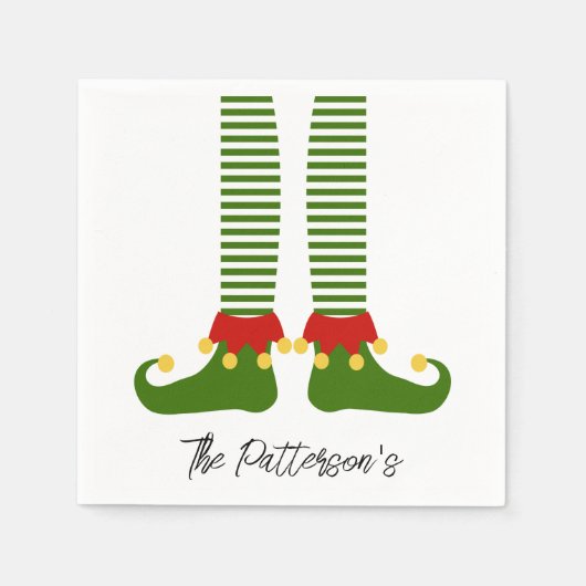 Kerst Elf Vakantie Cheer Naam Feestelijk Plezier Servet (Voorkant)