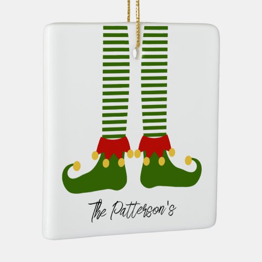 Kerst Elf Vakantie Familienaam Feestelijk Plezier Keramisch Ornament (Rechts)