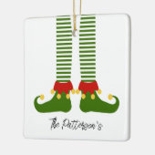 Kerst Elf Vakantie Familienaam Feestelijk Plezier Keramisch Ornament (Links)