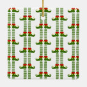 Kerst Elf Vakantie Familienaam Feestelijk Plezier Keramisch Ornament (Achterkant)