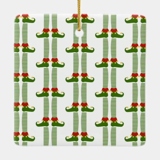 Kerst Elf Vakantie Familienaam Feestelijk Plezier Keramisch Ornament (Achterkant)