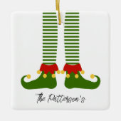 Kerst Elf Vakantie Familienaam Feestelijk Plezier Keramisch Ornament (Voorkant)