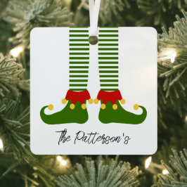 Kerst Elf vakantie familienaam feestelijk plezier Metalen Ornament