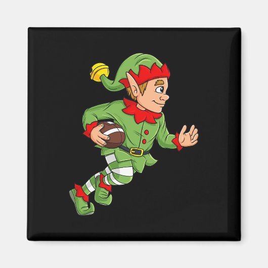 Kerst Elf Voetbal Running Back Jongens Kinderen Fa Magneet (Voorkant)