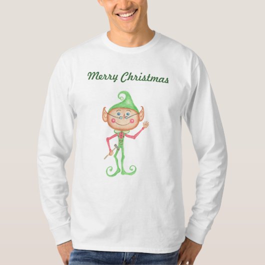 Kerst Elf Vrolijk Kerst T-shirt (Voorkant)