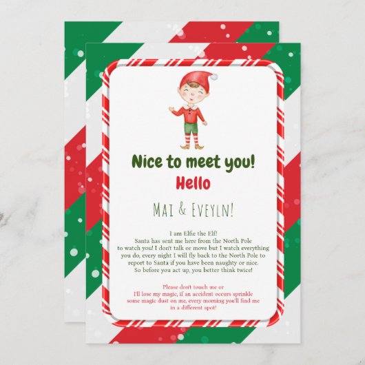 Kerst Elf Welkomstbriefkaart voor Jongens Kaart (Voorkant / Achterkant)