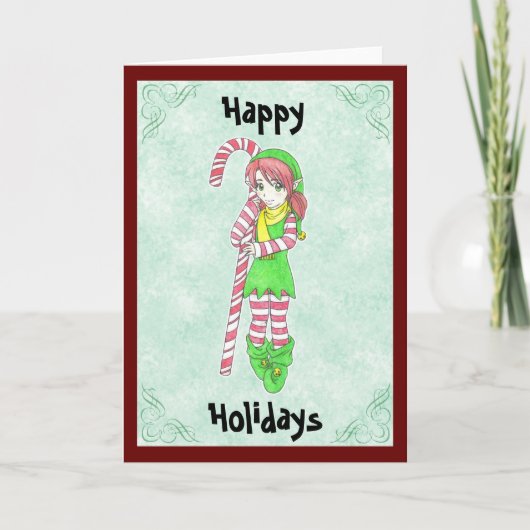 Kerst Elf Wenskaart Feestdagen Kaart (Voorkant)