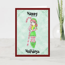 Kerst Elf Wenskaart Feestdagen Kaart