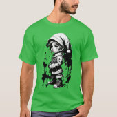 Kerst Elf Zwart & Wit Inkt Kerst T-shirt (Voorkant)