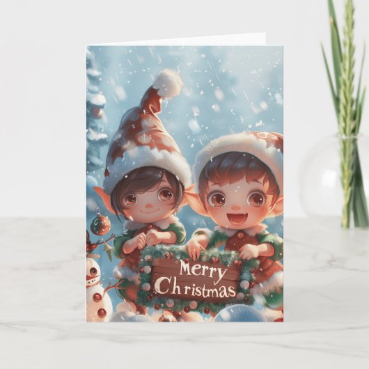 Kerst Elfen digitale kunst Feestdagen Kaart (Voorkant)