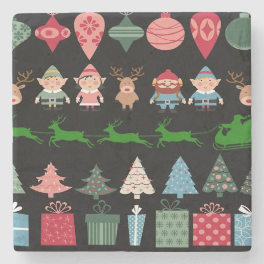 Kerst Elfen en meer Stenen Onderzetter (Voorkant)