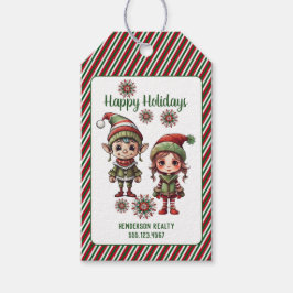 Kerst Elfen Gelukkige Vakantie Cadeaulabel