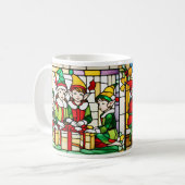 Kerst Elfen in Glas in lood Koffiemok (Voorkant links)