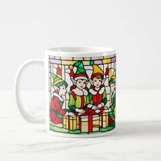 Kerst Elfen in Glas in lood Koffiemok