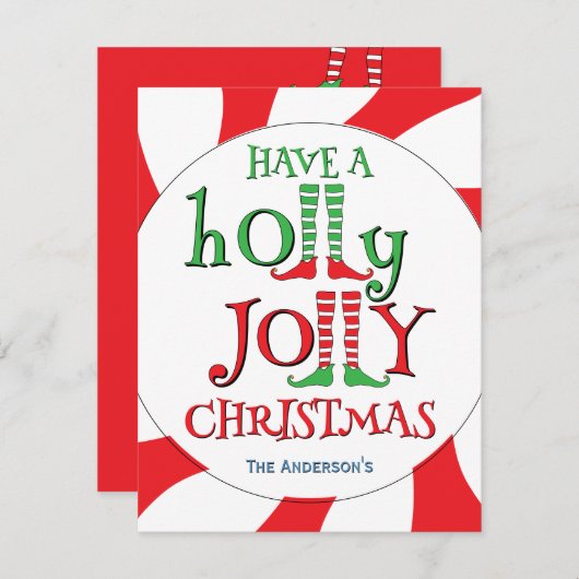 Kerst-Elfenbenen Kerst Kado Overload Feestdagenkaart (Voorkant / Achterkant)