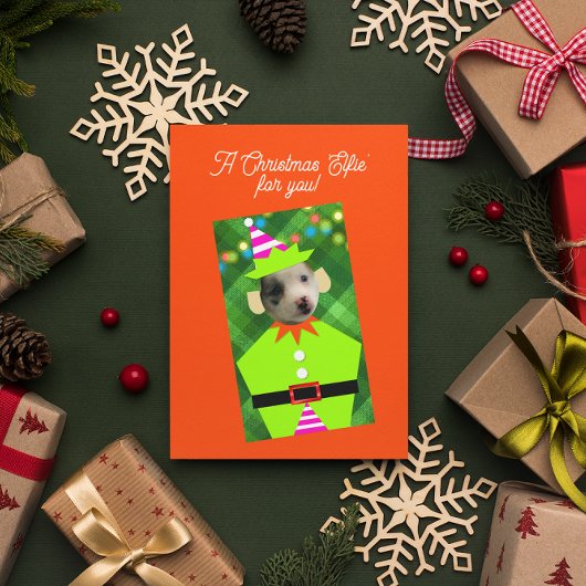 Kerst Elfie Gepersonaliseerde Pet Foto Kerstmis Feestdagen Kaart