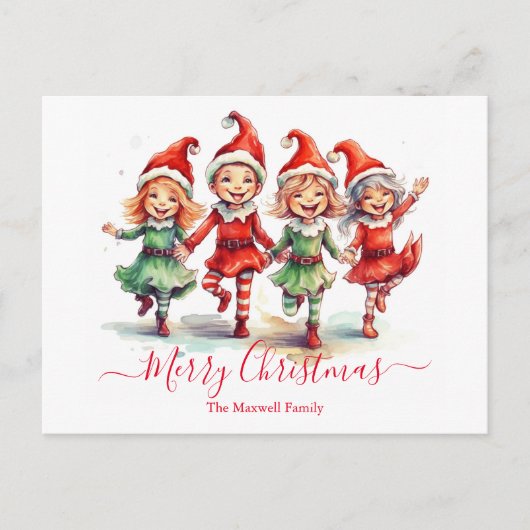 Kerst elven feestdagenkaart (Voorkant)