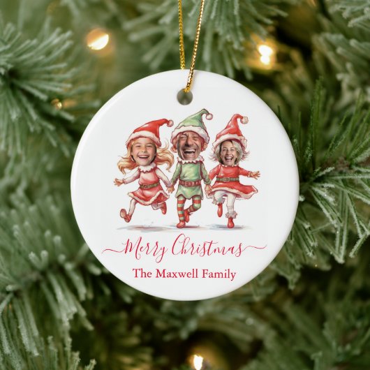 Kerst elven foto keramisch ornament (Boom)