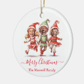 Kerst elven foto keramisch ornament (Links)