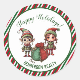 Kerst Elves aangepaste vakantie bedrijf Ronde Sticker