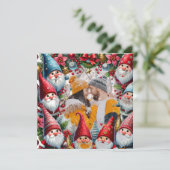 Kerst Elves Holiday Border Feestdagenkaart (Staand voorkant)