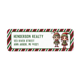 Kerst Elves Vakantie retour adres Etiket