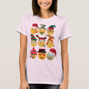 kerst emoji decoratie grappige vrouwen mannen hood t-shirt
