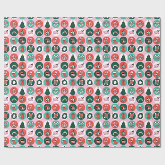 Kerst Emoji Wrapping Papier (Vlak)