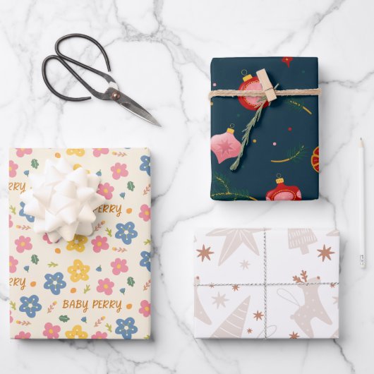 Kerst en Baby shower inpakpapier (Voorkant)