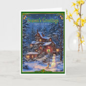 Kerst en de hond en sneeuwman kaart (Gele Bloem)