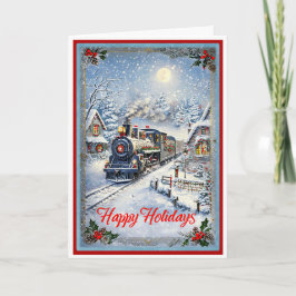 Kerst en de oude locomotief kaart