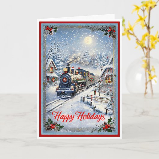 Kerst en de oude locomotief kaart (Gele Bloem)