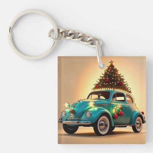 Kerst en een oldtimer sleutelhanger (voorkant)