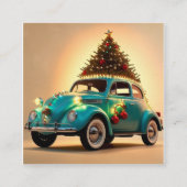 Kerst en een oldtimer vierkante visitekaartje (Voorkant)