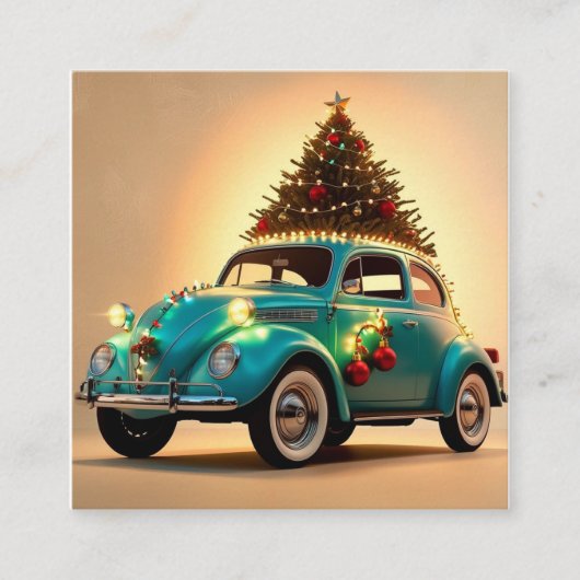 Kerst en een oldtimer vierkante visitekaartje (Voorkant)