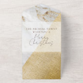 Kerst en feestdag met marmer gold glitter all in one uitnodiging (Buitenkant)