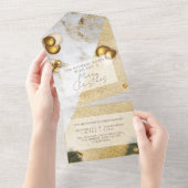Kerst en feestdag met marmer gold glitter all in one uitnodiging (Afscheurbaar)
