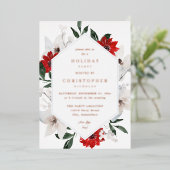 Kerst- en feestdag met rood en wit of feestdag folie uitnodiging (Staand Voorkant)