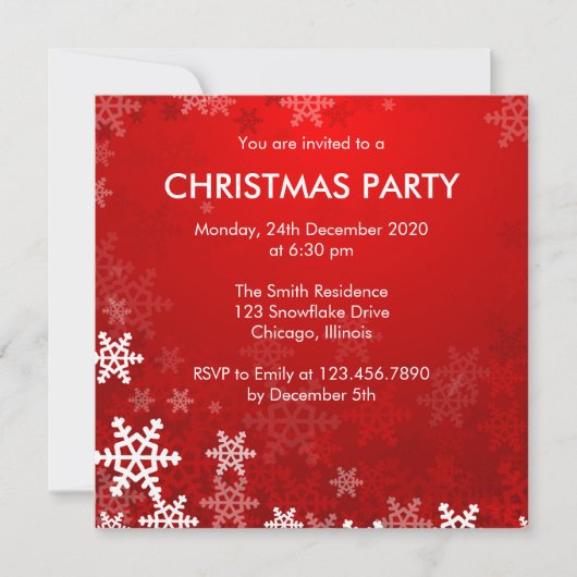 Kerst en feestdag van rode en witte sneeuwvlokken kaart (Voorkant)