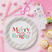 kerst en felroze rode moderne doopvont papieren bordje (Feest)