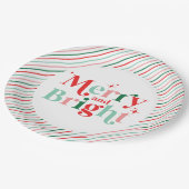 kerst en felroze rode moderne doopvont papieren bordje (Gekanteld)