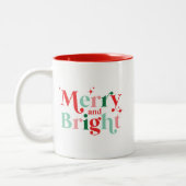 kerst en felroze rode moderne doopvont tweekleurige koffiemok (Links)