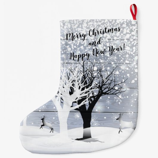 Kerst en gelukkig nieuwjaar! Monogram tekst Grote Kerstsok (Achterkant)