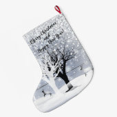 Kerst en gelukkig nieuwjaar! Monogram tekst Grote Kerstsok (Achterkant (Hangend))